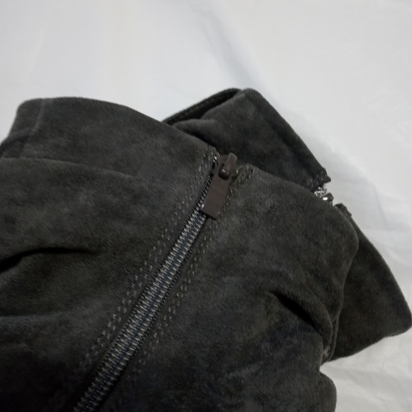 Faux Suede Ankle Boots Slight Heeled Zippered Gray - Picture 9 of 9